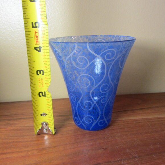 12 oz toyo sasaki art glass tumbler vase curly-q's BLUE (W5518) - Picture 4 of 6